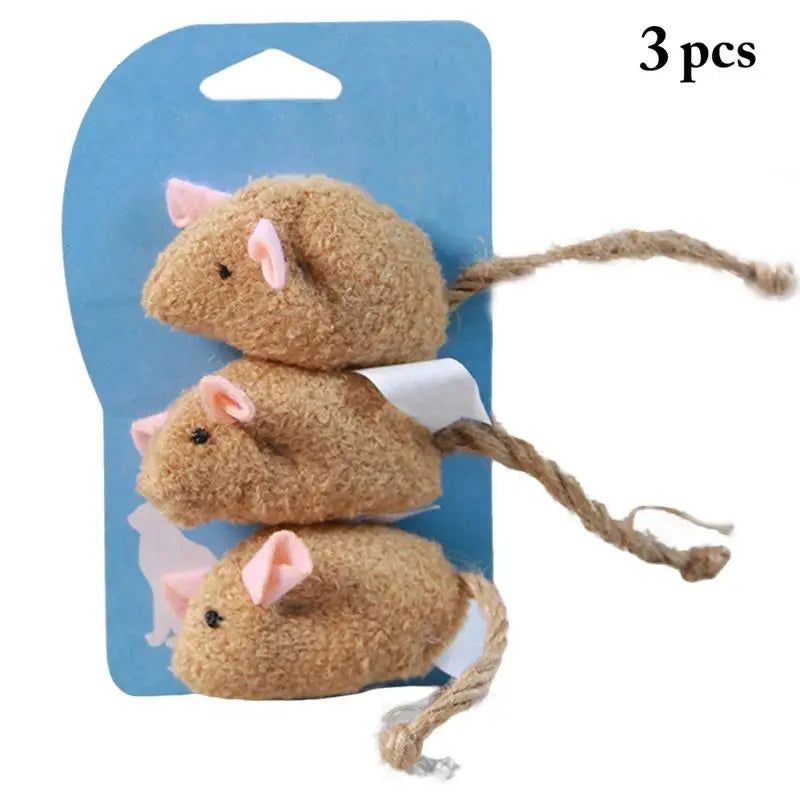 3Pcs Cat Mice Toys Interactive Bite-Resistant Plush Cute Cat Interactive Toys Cat Chew Toys Pet Supplies Cat Teeth Toys