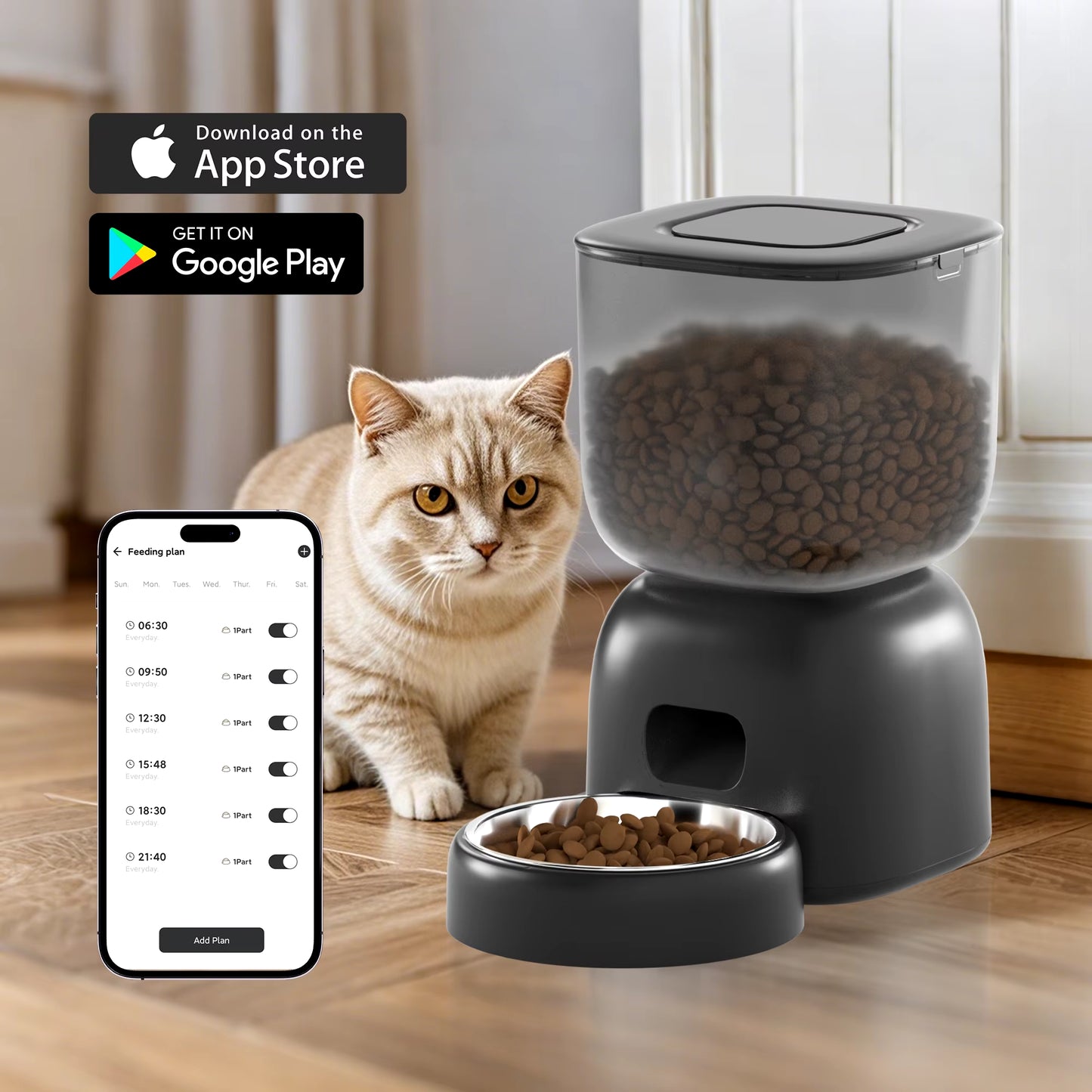 3L Automatic Cat Feeder Pet Smart Wifi Cat Food Kibble Dispenser Remote Control Auto Feeder for Cat Dog Food Accessories