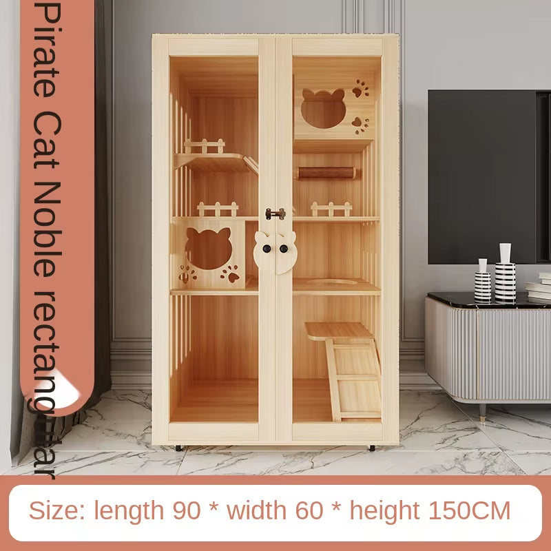 Cat Villa Luxury Cat Cabinet Solid Wood Cat Cage Cat Dormitory Home Cat House Cat House Pet Furniture High Quality and Durable