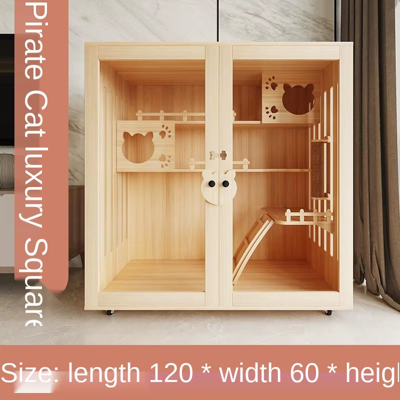 Cat Villa Luxury Cat Cabinet Solid Wood Cat Cage Cat Dormitory Home Cat House Cat House Pet Furniture High Quality and Durable