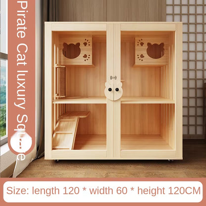 Cat Villa Luxury Cat Cabinet Solid Wood Cat Cage Cat Dormitory Home Cat House Cat House Pet Furniture High Quality and Durable