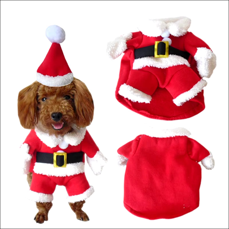 Christmas Pet Dog Cat Costumes Funny Santa Claus Costume for Dogs Cats Winter Warm Dog Clothes Chihuahua Pug Yorkshire Clothing