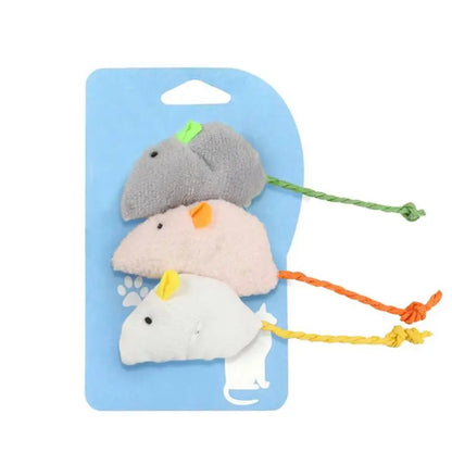 3Pcs Cat Mice Toys Interactive Bite-Resistant Plush Cute Cat Interactive Toys Cat Chew Toys Pet Supplies Cat Teeth Toys