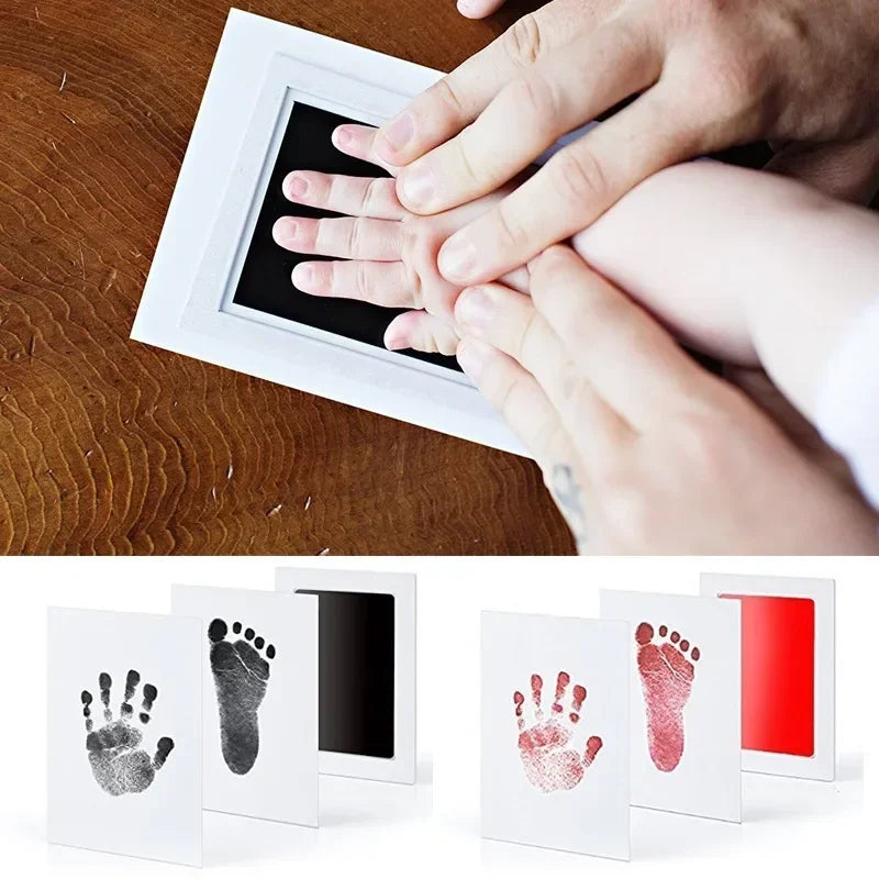 Newborn Baby DIY Hand and Footprint Kit Ink Pads Photo Frame Handprint Toddlers Souvenir Accessories Safe Clean Baby Shower Gift