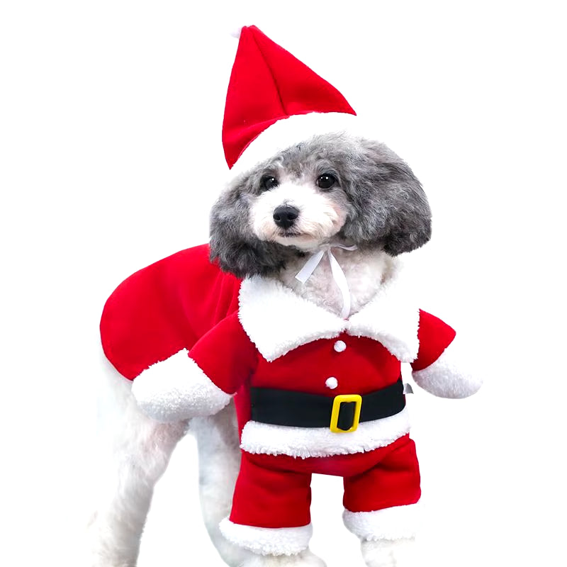 Christmas Pet Dog Cat Costumes Funny Santa Claus Costume for Dogs Cats Winter Warm Dog Clothes Chihuahua Pug Yorkshire Clothing