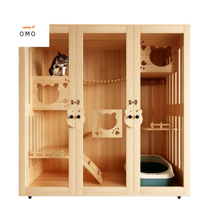 Cat Villa Luxury Cat Cabinet Solid Wood Cat Cage Cat Dormitory Home Cat House Cat House Pet Furniture High Quality and Durable