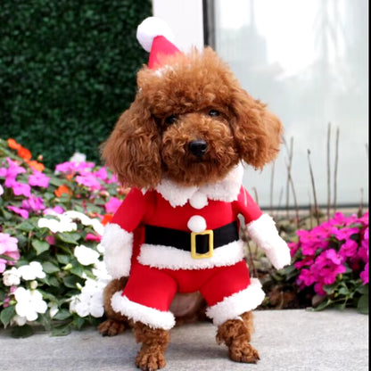 Christmas Pet Dog Cat Costumes Funny Santa Claus Costume for Dogs Cats Winter Warm Dog Clothes Chihuahua Pug Yorkshire Clothing